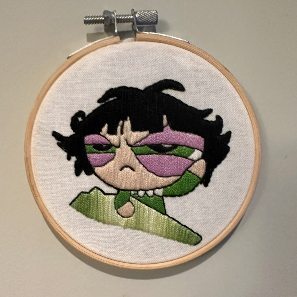 PowerPuff Girls Cartoon Sleepy Buttercup Finished Embroidery Art